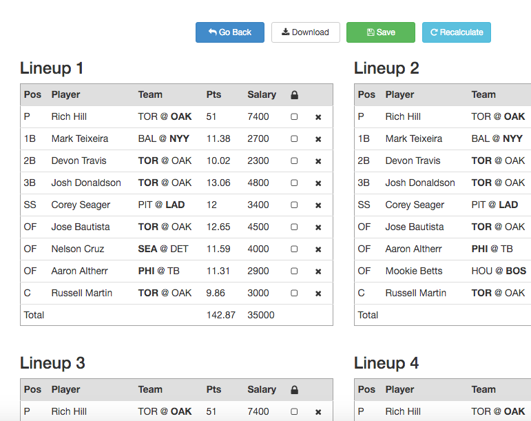 DFS Lineup Optimizer - Sports Illustrated